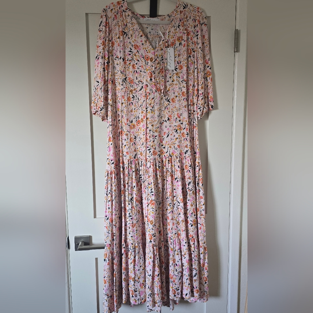 Petal & Pup Pink Floral Tiered Casual Dress